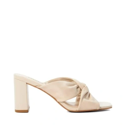 Image of Dune London Womens Ladies Maizing Knot Detail Heeled Mules Cream Leather (archived) Size UK 3