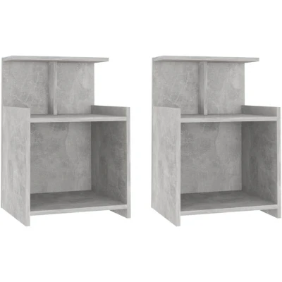 Image of vidaXL Bed Cabinets 2 pcs Concrete Grey 40x35x60 cm Engineered Wood