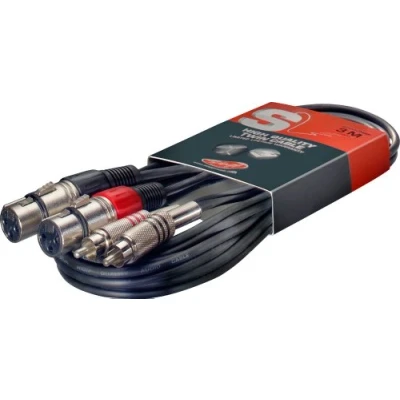 Image of Stagg 25018317 3 m S Series Twin RCA Male to XLR Female Cable