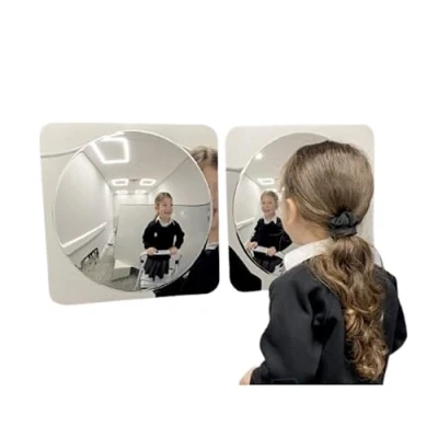 Image of Playlearn Set of 2 Sensory Convex Bubble Mirror for Wall 42x42cm Room Equipment Domed Acrylic Panel Indoor Visual Play and Exploration