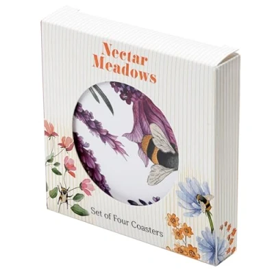 Image of Puckator The Nectar Meadows Set of 4 Cork Coasters Table Pub Drink Tiles Placemats Bar Accessories For Home Desk Coaster Tile Slate Dining Decor Drinks Mats Man Cave