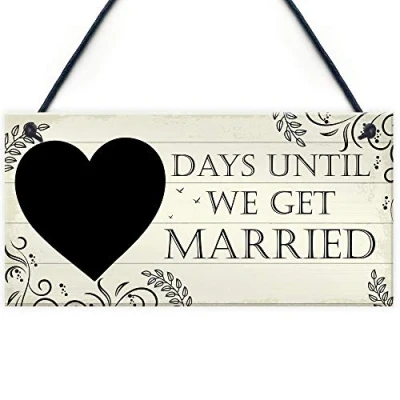 Image of RED OCEAN Wedding Countdown Chalkboard Plaque Sign Engagement Gift Fiance Mr &amp; Mrs Boyfriend Girlfriend Gifts