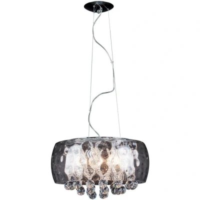 Image of Ice Clear Cylindrical Pendant Ceiling Light Chrome