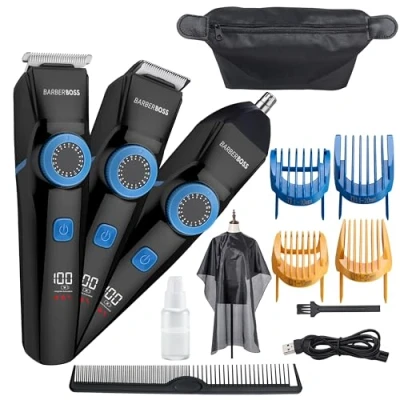 Image of Barberboss Beard Trimmer Men &amp; Hair Clippers Men, Waterproof, Cordless Nose Mens Grooming Kits