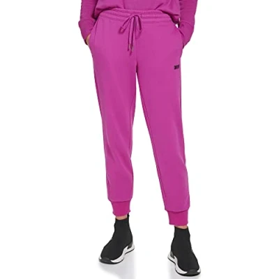 Image of DKNY Women&#039;s Sport Metallic Stripe Logo Fleece Sweatpant, Wild Astor, XL