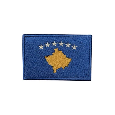 Image of Kosovo National Country Flag Patch Iron On Sew Embroidery Badge