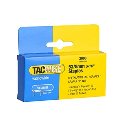Image of Tacwise 0335 Type 53 / 8 mm Galvanised Staples, Pack of 2000, Silver