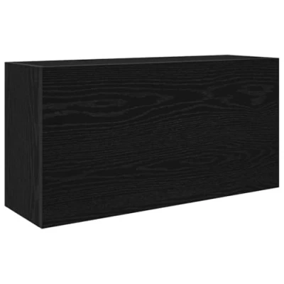 Image of vidaXL bathroom wall cabinet black engineered wood 80x25x40 cm modern storage for bathroom/kitchen/living