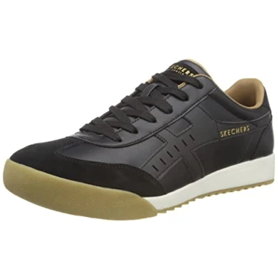 Image of Skechers Men&#039;s 237350 BLK Sneaker, Black Leather/Black Trim, 6 UK