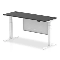 Image of Air 1600x600 Height Adjustable Desk Black CP White Leg Modesty Panel