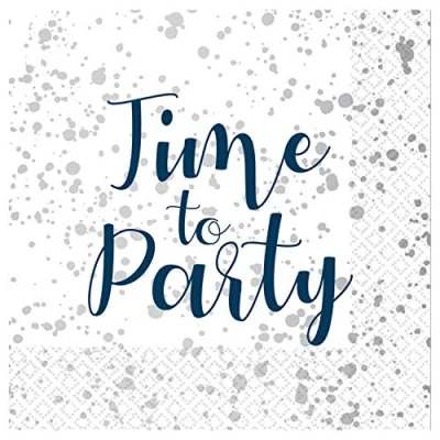 Image of Amscan 9908633 Time to Party Hot Stamped Luncheon Napkins 16 Pack