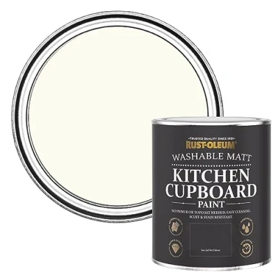 Image of Rust Oleum Off White Kitchen Cupboard Paint in Matt Finish Porcelain 750ml