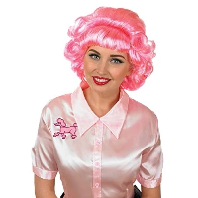 Image of Fun Shack Womens 50s Pink Wig Adults 70s Film Character Hair Costume Accessory, One Size, Movie