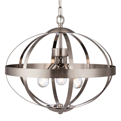 Image of Healey 3 Light Cage Ceiling Pendant Brushed Steel, E14