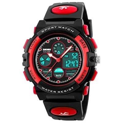 Image of SKMEI Kid&#039;s Boys Girls Analogue Digital Led Back Light Watches Week Alarm Chronograph Wrist Watch Red
