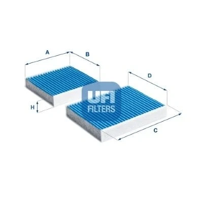 Image of 1609428180, 6447VX Pollen filter UFI 34.164.00 with antibacterial action 201, 155mm 157mm 31mm PEUGEOT: 208 I Hatchback, 2008 Estate, 207 Hatchback