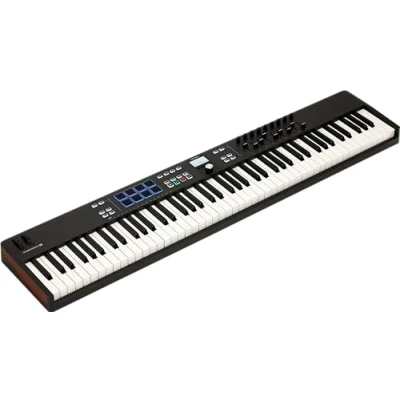 Image of Arturia KeyLab Essential 88 mk3 Universal MIDI Controller Keyboard for Music Production Includes Pro Software, Full Size Keys, 9 Encoders, Faders, Modulation/Bend Wheels and 8 Pads Black