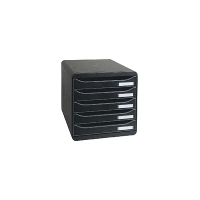 Image of Exacompta Ref 309714D BIG BOX PLUS ECOBlack Desktop Drawer Set 5 x 43mm Drawers, Suitable for A4+ Documents, 347 278 271mm, 100% Recycled Plastic Black