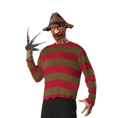 Image of Rubie&#039;s Official Men&#039;s Freddy Krueger Costume Kit, Nightmare on Elm Street Medium, Brown/Red
