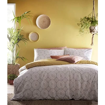 Image of furn. Mandala Duvet Set Grey/Ochre Size Double
