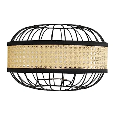 Image of MiniSun Modern Easy Fit Black Wire Rattan Wicker Band Living Room Bedroom Ceiling Pendant Light Shade