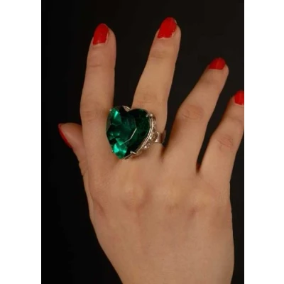 Image of Medieval Fancy Dress Large Green Jewel Ring