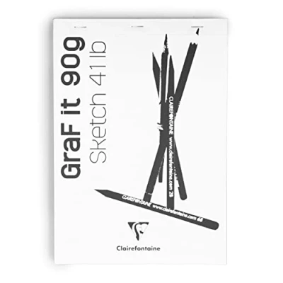 Image of Clairefontaine 96679C Graf&#039;It Stapled Pad 80 Sheets Plain Sketch Drawing Paper Detachable A4 21x29.7 cm 90g White Cover Pack of 5 pads