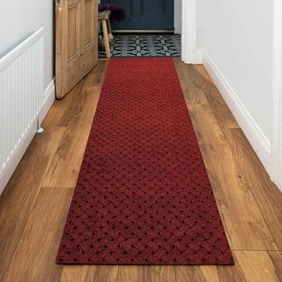 Image of eXtreme Carpet Runner for Hallways, Kitchen, &amp; Living Room Sturdy, Washable, Lightweight Custom Length Narrow Rug Non Slip Rubber Backed 66cm Wide x 274cm Long Vectra Red