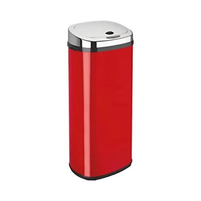 Image of Dihl Kitchen Bin with Motion Sensor Lid, Automatic Manual Override, Battery Operated, Hygienic Waste Disposal, 50 Litre Capacity, Red