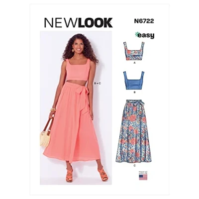 Image of New Look UN6722A Misses&#039; Bra Tops and Wrap Skirt A (6 8 10 12 14 16 18)