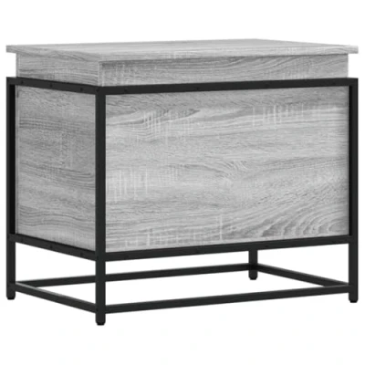 Image of vidaXL Grey Sonoma Storage Box with Lid/Toy Chest/Blanket Chest Engineered Wood, 60x40x51.5 cm, Versatile Solution for Living Room/Bedroom