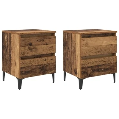 Image of vidaXL Bed Cabinets 2 pcs Old Wood 40x35x50 cm Engineered