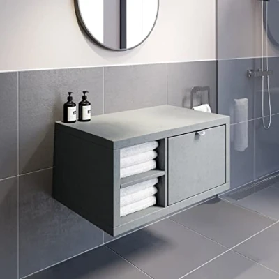Image of Vitusso Garda Wood Wall Hung Countertop Vanity Unit without Basin 800mm LH Shelves