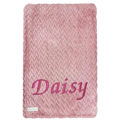Image of Baby Boy Girl Personalised Blanket Embroidered Name Waffle (Dusky Pink)