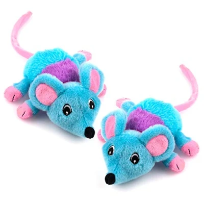 Image of CHIWAVA 2 Pack 5.9 Inch Removable Catnip Plush Cat Toys Mice with Bell Large Mouse Activity Toy