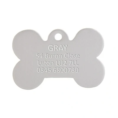 Image of Bow Wow Meow BWM Aluminium Personalized Pet ID Tags Dog Tag for Pets Laser Engraved &amp; Personalised Dogs Cats Durable, Strong Deeply Silver Bone, Large