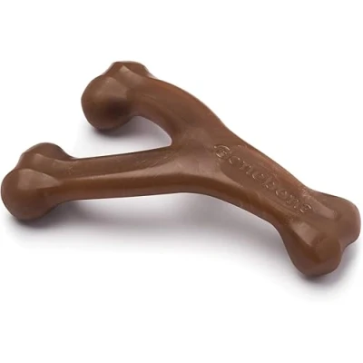 Image of Benebone Indestructible Wishbone Dog Chew Toy For Aggressive Chewers, Long Lasting Tough Boredom Breaker Dogs, Real Peanut Flavour, Medium Made in the USA.