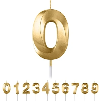 Image of 0th Birthday Number Candles,3D Gold Candle,Number 0 Candle for Party Cake Topper Decorations Boys Girls Anniversary Supplies