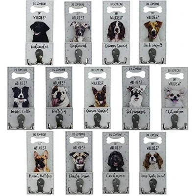 Image of Chihuahua Dog Lead Hook Twin Hooks Wall Mounted Walkies Puppy Breeds 20 Assorted Available