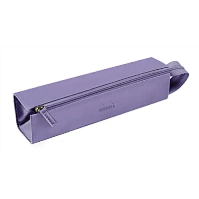 Image of RHODIA 319019C pencil case Rhodiarama Iris 23x5x5 cm Flat opening for use as a Faux leather Storage pens, pencils, markers, small supplies