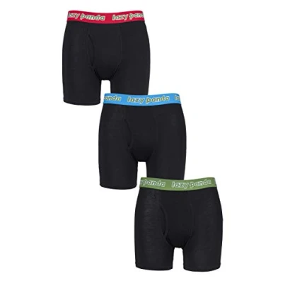 Image of 3 Pack Black / Red Green Bamboo Boxer Shorts Men&#039;s Small Lazy Panda