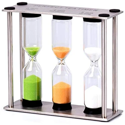 Image of Honbobo Triple Sand Timer, 3/4/5 Minutes Time Clock,Stainless Steel, Home Kitchen Clock Decorations