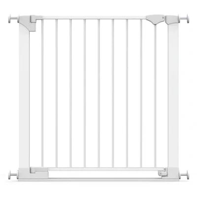 Image of Safetots SafeStep Gate, White, 82cm 89cm, Extra Low Walkthough, 67cm Wide Doorway, One Piece Gate for Stairs, Hallways and Doors, Baby Toddler, Easy Installation