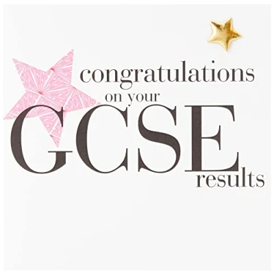 Image of Claire Giles Hearts and Stars GCSE Congratulations Card Pink