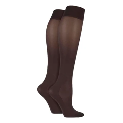 Image of Sock Shop Iomi Footnurse 2 Pairs of 40 Denier Ladies Graduated Compression Knee High Energising Socks 4 7 uk, 37 eur , Brown