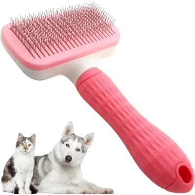 Image of Self Cleaning Slicker Brush for Dogs,Cats, Rabits,Puppies etc, Laadi Cat Dog Brushes Grooming,Dog Shedding,Cat Long haired Cats Dogs. (Pink)