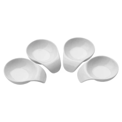 Image of Premier Housewares Serving Dish Small Bowl Dessert Dishes Set in Ceramic White 3hx12wx9d