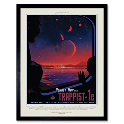 Image of Wee Blue Coo NASA Space Travel Advert Trappist 1E Art Print Framed Poster Wall Decor 12x16 inch