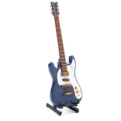 Image of Atyhao Miniature Guitar, 7.1in Wooden Mini Electric Guitar Model with Stand Musical Instrument Hobby Collectibles for Home Ornaments