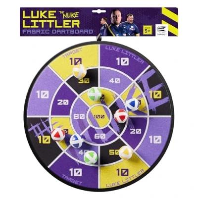 Image of Target Darts Luke Littler Sticky Ball Fabric Dartboard Set for Kids Player Edition ‘The Nuke’ Hook &amp; Loop Balls Dart Board Game with 8 Indoor Outdoor Use, Children Party Games